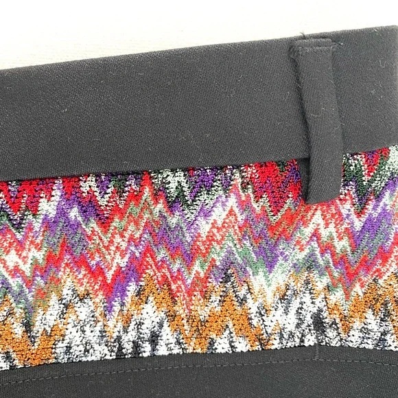 MISSONI Black Trousers with Multi Color Aztec Back Yoke - Size US6 - MSRP $795.…